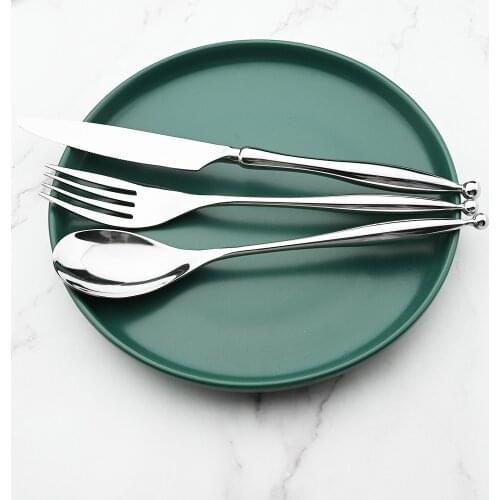 Mirror Silver Stainless Steel Cutlery Silverware Set Dinner Set Flatware Knives Forks Spoon Teaspoon Dinnerware Set Eco Friendly