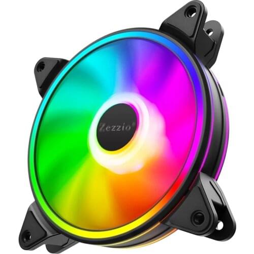 ZEZZIO ZF-140 140mm Case Fan PC 5V 3pin Quiet AURA SYNC Colorful Desktop Computer Cooler Cooling LED ARGB Fan Case CPU Cooler