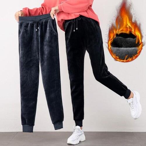 Women Pants 2020 Autumn Winter Plus velvet thick Harem pants Female Trousers Loose warm Beam Feet Golden velvet Sweatpants