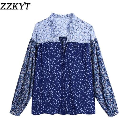 ZZKYT 2021 Women Spring Vintage Floral Print Single Breasted Loose Blouses Fashion Long Sleeve Female Shirts Blusas Casual Tops