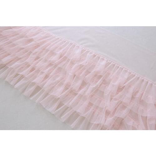 1 yard light pink ruffled tulle trim, pink pleated mesh trim, tutu dress fabric, ruffle mesh, doll dress fabric, wedding decors