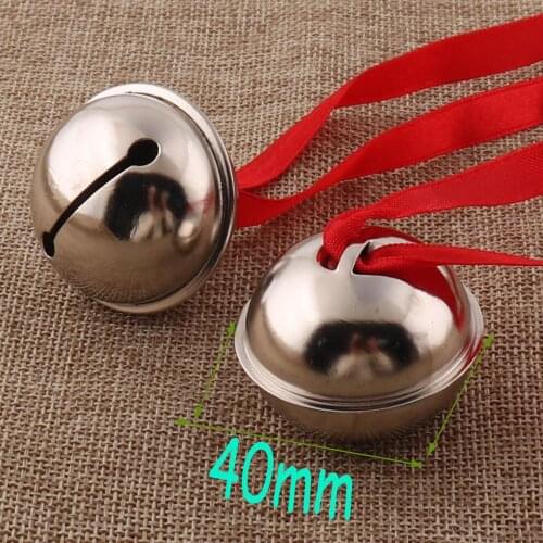 10pcs Silver Jingle Bell,38mm Jingle Bells with Red Ribbon Christmas Bells,Durable Jingle Bells,Pet Collar Bells Jingle