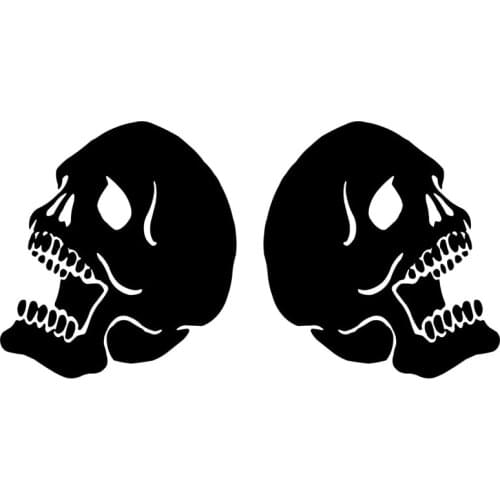 11.6*12.7CM (Left & Right) Skulls Silhouette Car Rearview Mirror Sticker Fun Vinyl Decals Black/Silver C7-1047