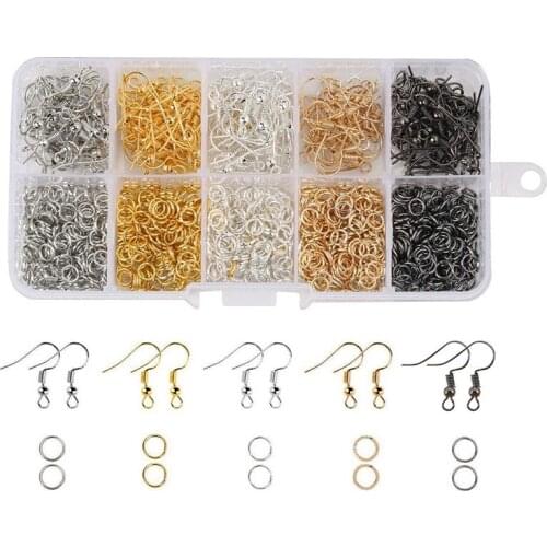 1150Pcs 5 Colors Open Jump Rings and Earring Hooks Jewelry Making Findings Supplies Kit for Bracelets Necklaces Earrings