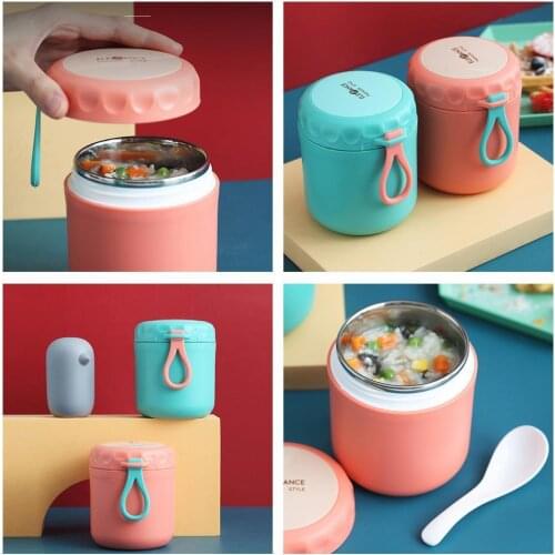 430ml Thermal Lunch Box Food Container with Spoon Vaccum Box Lunch Cup Cup Insulated For School Steel Soup W8L4