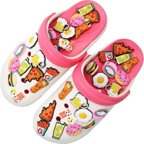 Shoe Accessories Food Style Shoe Charms Accessories New Beer Pizza Fries Shoe Buckle Decoration for Croc Jibz Kids Party Gifts