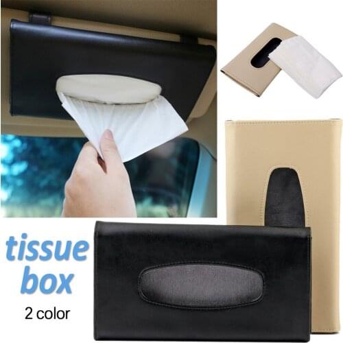 Car Tissue Box Towel Sets Car Sun Visor Tissue Box Holder PU Leather Auto Interior Storage Decoration Napkin Car Accessories