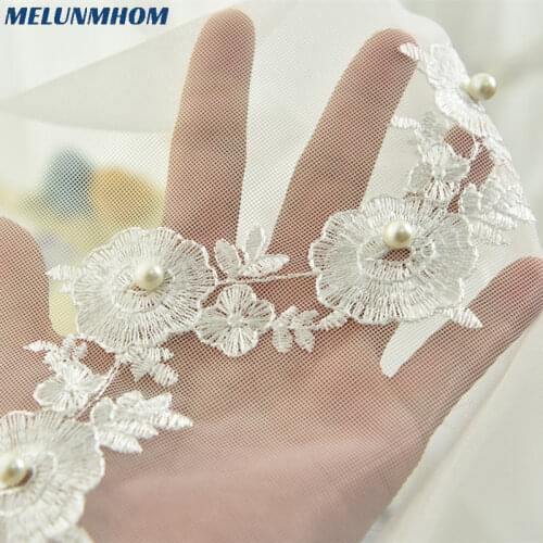 White 3D Embroidery Pearl Lace Sheer Curtains for Living Room Window Tulle for Childrens Bedroom Voile Yarn Decoration