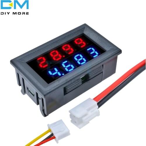 Digital Display DC 0-200V 10A 0.28" 0.28 Inch LED Voltmeter Ammeter Red+Blue LED Voltage Current Tester Meter For Car DIY kit