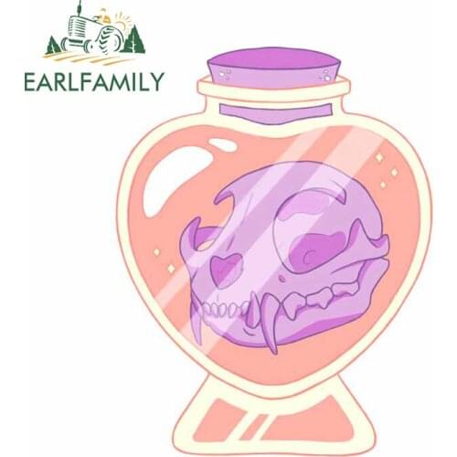 EARLFAMILY 13cm x 9.9cm for Cat Skull Car Sticker Creative Personality Waterproof Windshield Motorcycle Helmet Fine Camper Decal