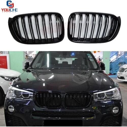 F25 F26 Gloss Black Grille Front Bumper Kidney Grille For BMW X3F25 X4F26 2014-2017 5-door SUV Replacement Grills Grid