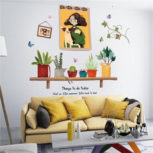 Living Room Kitchen PVC DIY Wall Decoration Mural Garden Potted Plant Bonsai Flower Wall Sticker Home Decoration Room Decoration