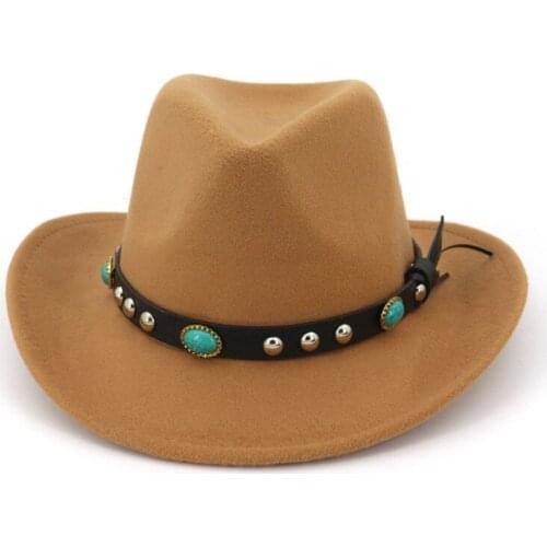 H7574 Autumn Winter Woolen Felt Fedoras Cap Men Western Cowboy Jazz Hat Women Minority Style Fashion Hats Female Casual Caps