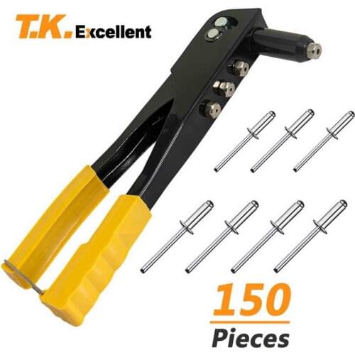 Heavy Duty Riveter Set,Pop Rivet Gun and 150Pcs Blind Rivets Assortment Kit
