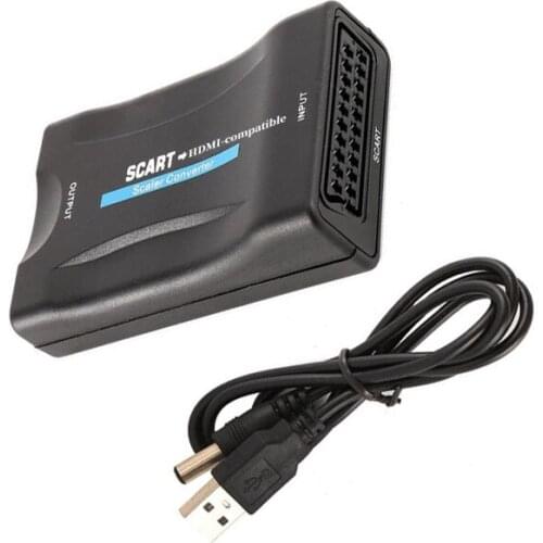 JTKE 1080P SCART HDMI-compatible Video Audio Converter with USB Cable For HDTV Sky Box DVD Television Signal Upscale Converter