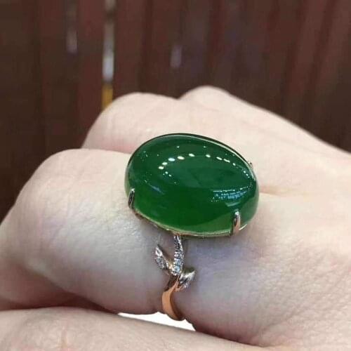 100% Natural And Real Jade Ring Stone Rings Solid 925 Silver Gemstone Ring
