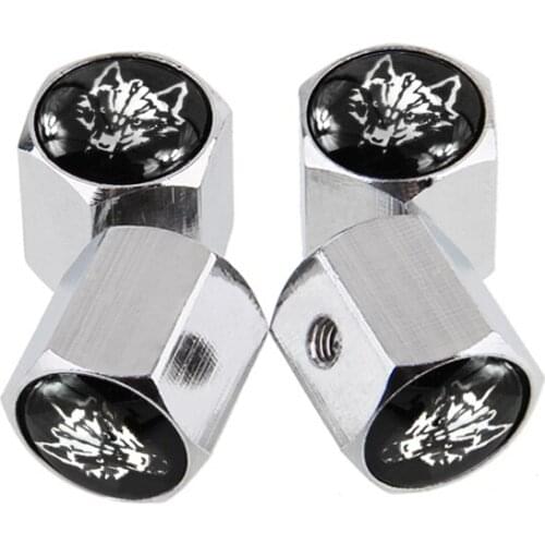 Tire Valve Caps Wolf Head Emblem Wheel Anti-Theft Cover For Vw Passat B8 Renault Clio 4 Peugeot 508 Audi A4 Jeep Grand Cherokee