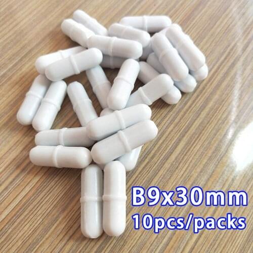 B9x30mm Laboratory Magnetic Stir Bars PTFE Stirrer Mixer Stir Bars Stiring Rod , Cylindrical with Pivot Ring , 9x30mm , 10Pcs