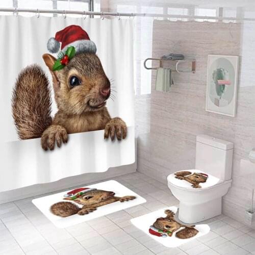 Bathroom Decor Waterproof Shower Curtain Set Toilet Cover Non-Slip Bath Mat Rug Carpet Toilet Seat Bathroom Accessories Washable