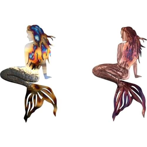 New Mermaid Metal Art Wall Decor Metal Wrought Iron Mermaids Crafts Wrought Iron Mermaid For Garden Family Decoration