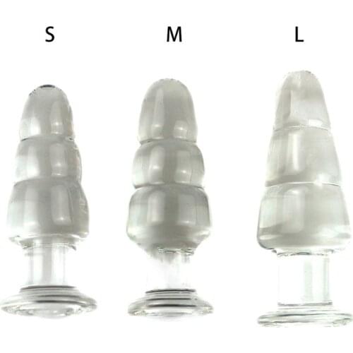 Transparent Glass Plug Adult Masturbating Sex Toys Manual Butt Clitoral Stimulator for Women Lesbian Men Couples