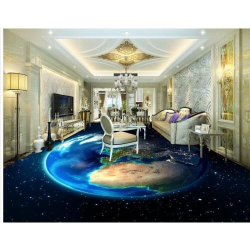 3d flooring Earth Sky Living Room 3D Floor pvc self-adhesive wallpaper 3d floor painting wallpaper