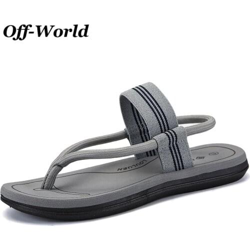 Summer Men Flip Flops Slippers Fashion Elastic Band Sandals Shoes Rubber Non-Slip Outdoor Beach Vacation Side Footwear For Male