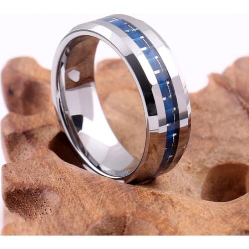 8mm Sliver Ceramic Ring Men Accessories Fashion Carbon Fiber Tungsten Steel Ring discount engagement rings