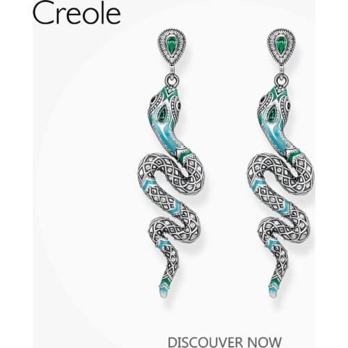 Drop Earrings Blue Snake,2019 Summer Brand Accessories Fashion Jewelry 925 Sterling Silver Bohemia Boutique Queen Gift For Women