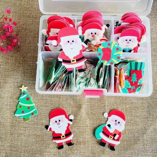 100/300pcs Cartoon Santa Mixed Edible Glutinous Wafer Rice Paper Cake Cupcake Toppers Decor Christmas Cake Decorating Supplies