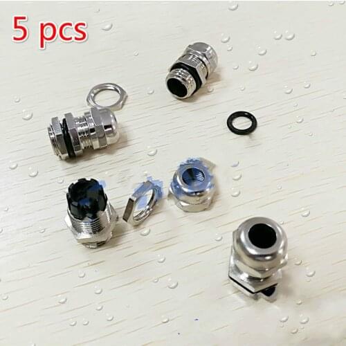 5 pcs Thermowell nipple Connector brass M12*1.5 Waterproof connector Silicone seal brass metric thread cable glands