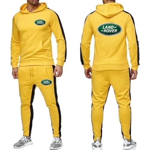 Land Rover Logo Design Tracksuit Hoodie Sweatshirt+Pant 2 Piece Sport Suit Man‘s Cotton Casual Sportwear Workout Gym Fitness Set