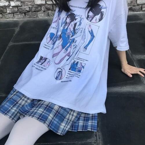 Loose Women T-shirt Punk Grunge Streetwear Ladies Gothic Top Tshirts Harajuku Clothes Y2k Aesthetic Graphic Tee Woman Tshirts