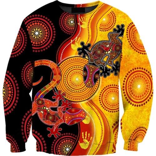 Aboriginal Australia Indigenous Lizards and the Sun 3D Sweatshirt zipper hoodies women For men Pullover Cosplay Costumes