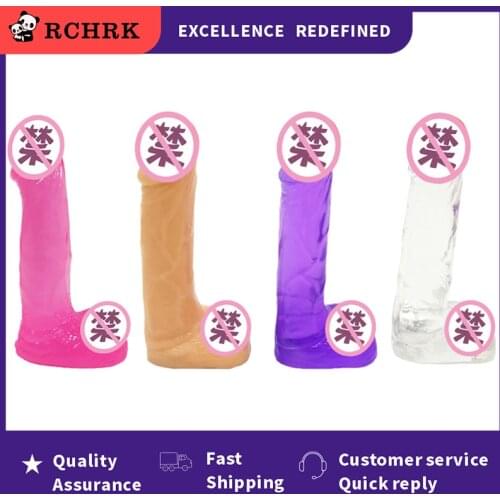 TPE Simulation Small Crystal Cock Female Penis Multicolor No Smell Small Steel Gun Adult Sex Toys Female Erotic Adult Products