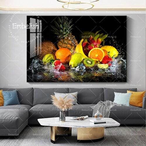 Embelish Orange Banana Different Fruits In Water Splashing Food Wall Pictures For Kitchen Decor Posters Home HD Canvas Paintings