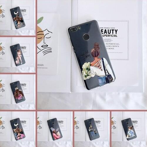 TPU Back Cover For Huawei Y5 Y6 Y7 Prime 2018 Y9 2019 Baby girl Women Mom Phone Case Silicone For Huawei Y3 Y5 Y6 Y7 2017 II Pro