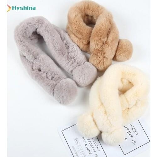 Women Real Rabbit Fur Scarf Hot Sale 100% Genuine Rabbit Fur Warm Soft Neckerchief Fashion Handmade Real Rabbit Fur Ring Scarves