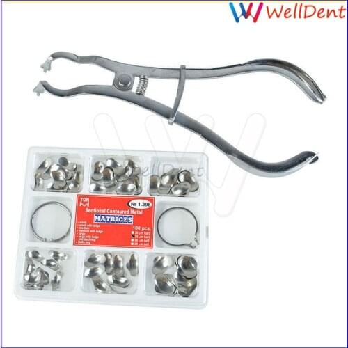 Dental Lab Dental Matrices Matrix Ring Delta Sectional Contoured + Add-On Wedges+ Plier New