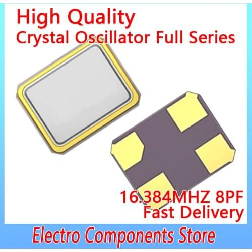 10PCS/Lot 16.384MHZ Passive SMD Crystal 4Pin 3225 3.2X2.5mm 8PF ±10PPM Original Quartz Resonator Crystal Oscillator New OSC