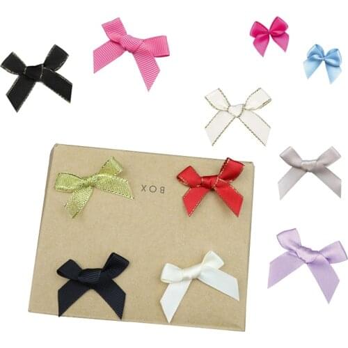 100Pcs Color Satin Ribbon Bows DIY Craft Supplie Wedding Party Decor Gift Packing Bowknots Sewing Headwear Accessories Appliques