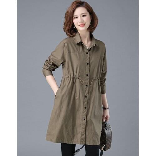 2021 New Autumn Women Jacket Casual Thin Basic Coat Jackets Long Sleeve Female Windbreaker Loose Mid-length Outwear Plus Size