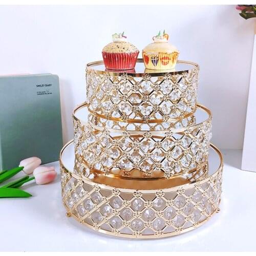 3Pcs Gold Metal Cake Stand Round Wedding Birthday Party Dessert Cupcake Pedestal Display Plate Home Decor