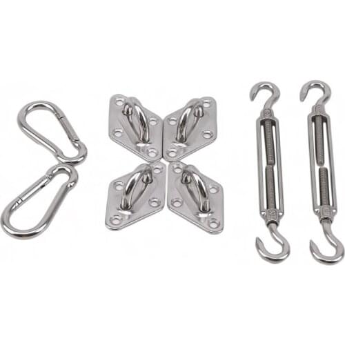 40pcs / set Awning Fixing Set Sail Hardware Kit for Rectangle and Square Sun Shade Sails Installation 4MM 6MM 8MM