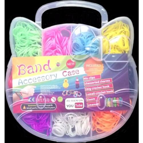 400pc Colorful Gum for Bracelets Loom Bands Refills Cute Animal Boxed S Nail Button Bangle Loom Rubber Bands for DIY BRACELET
