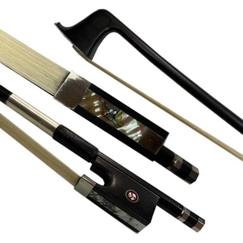 5pc of black Carbon fiber violin bow 4/4 size new white horse hair professional nickel silver ebonyfrog4/4,3/4,1/2,1/4,1/8,1/10