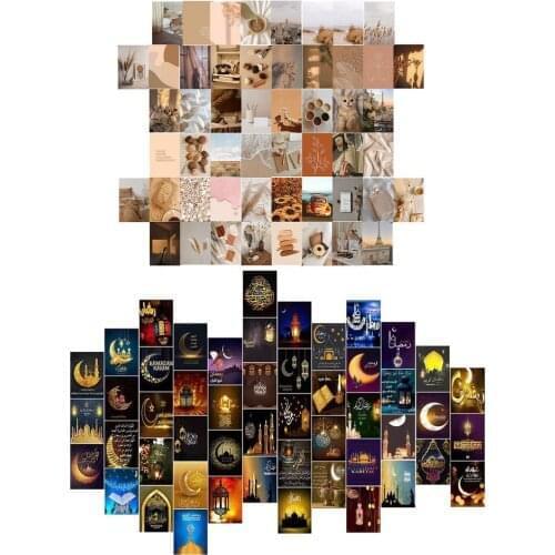 50pce/set Wall Collage Kit With Stickers Aesthetic Photo Postcard Art Bedroom Wall Hanging Stitching Poster Decor
