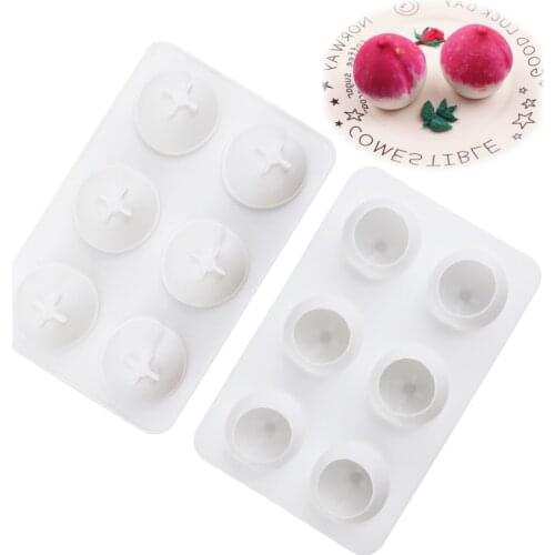 6 Cavity Peach Silicone Cake Mold for Chocolate Mousse Jelly Pudding Ice Cream Pastry Dessert Bread Bakeware Decorating Tools