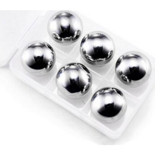 6 Pcs/Lot Sphere Whiskey Stones 25mm Stainless Steel Rock Tasting Wine Beer Ice Stone Bar Christmas Gift Cooler Send In PP Boxes
