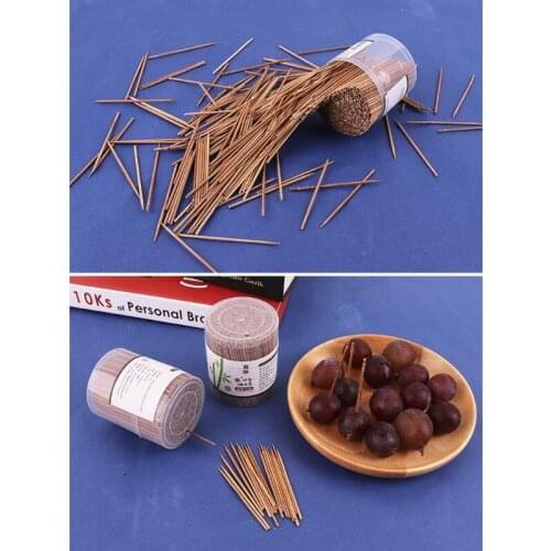 800Pcs Disposable Carbonized Wooden Toothpicks Single-Head Pointed Cocktail Pick T84F